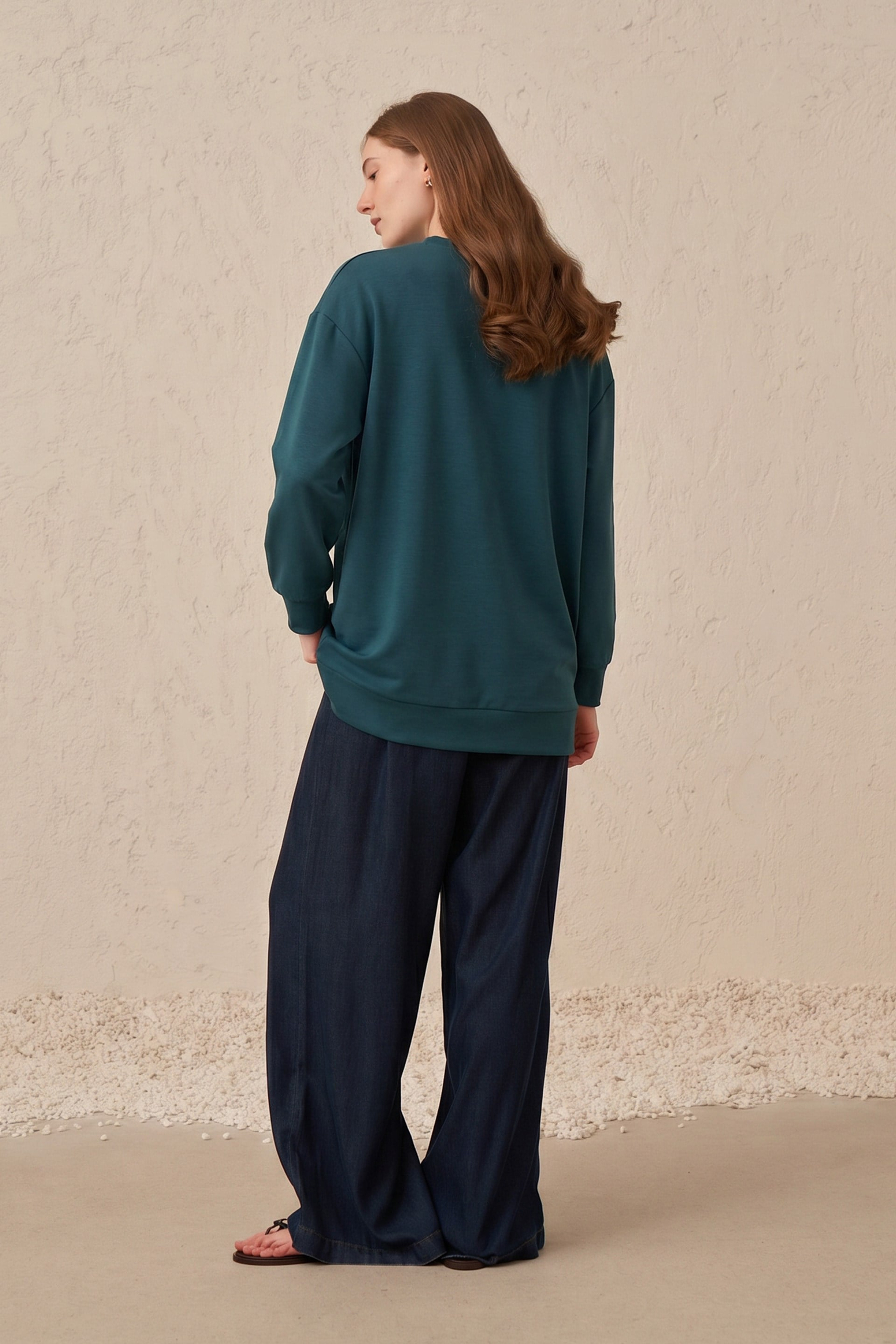 Yeşil-Yumuşak Dokulu Sweatshirt