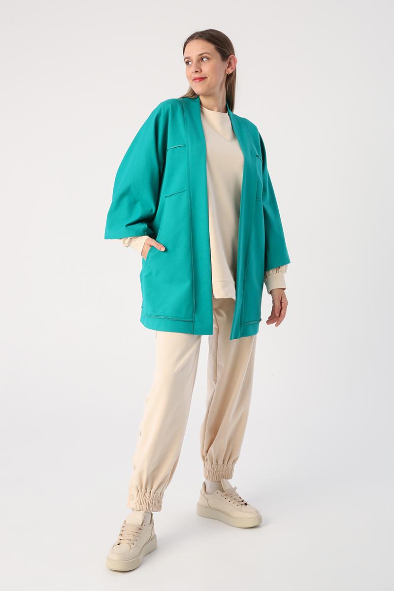 Emerald-Bat Sleeve Oversize Cardigan