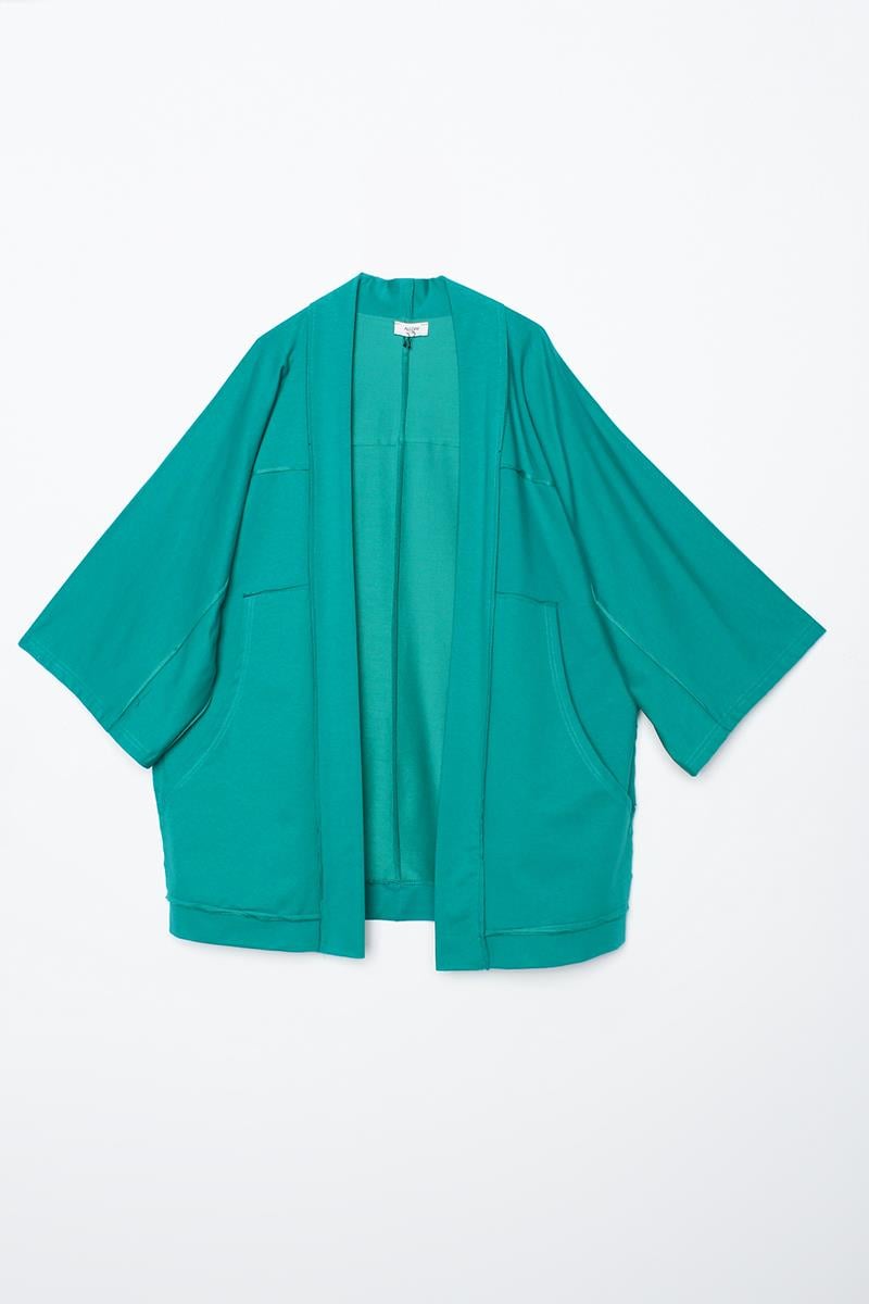 Emerald-Bat Sleeve Oversize Cardigan