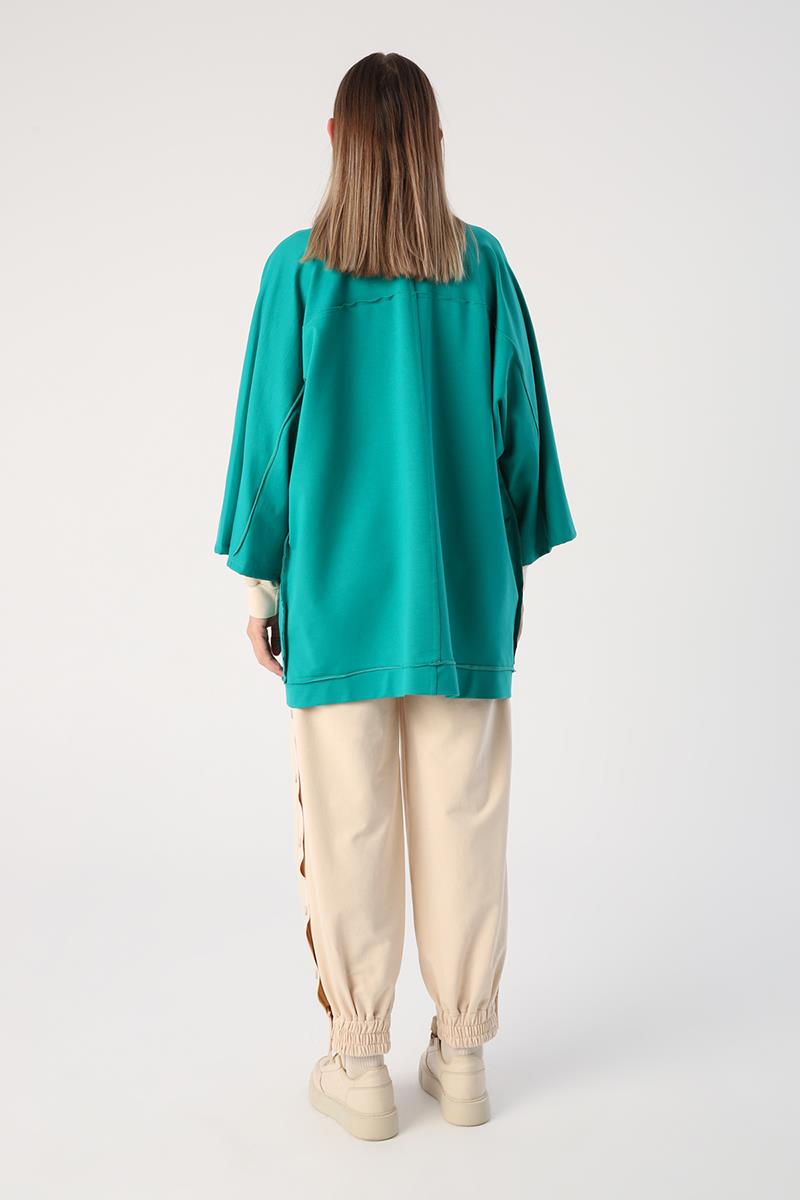 Emerald-Bat Sleeve Oversize Cardigan