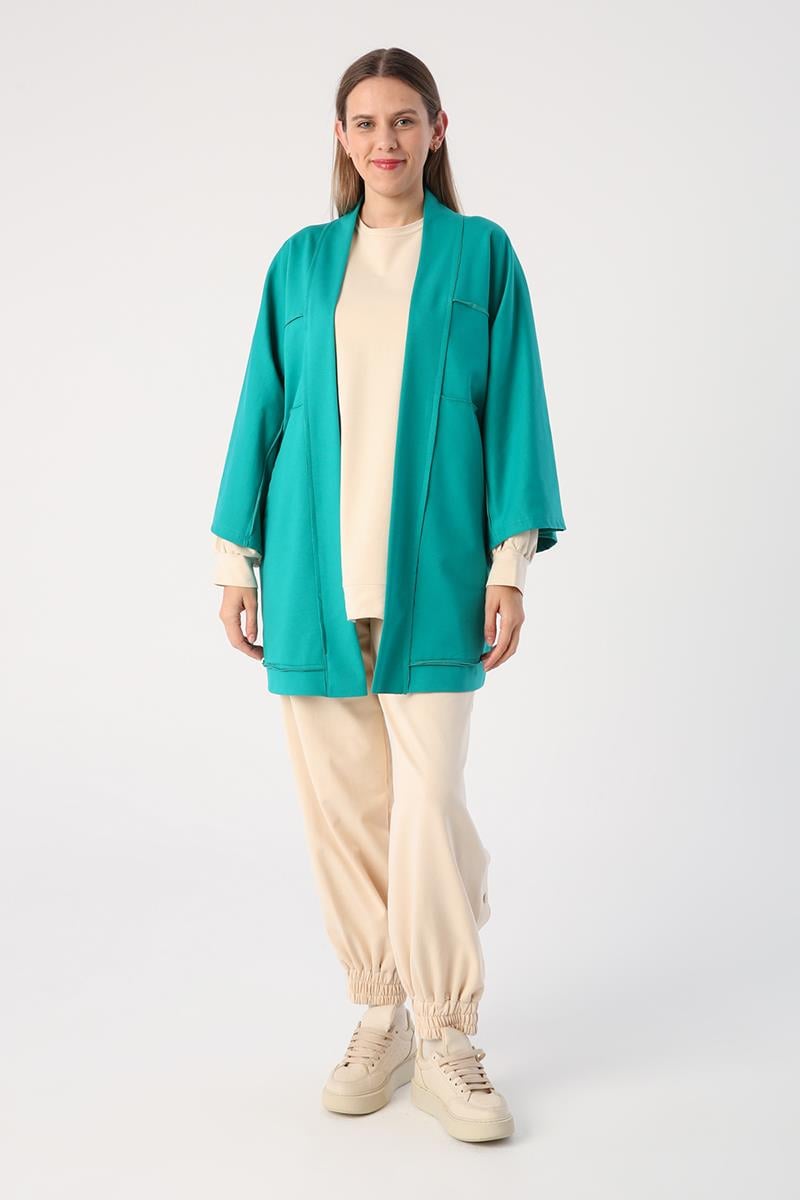 Emerald-Bat Sleeve Oversize Cardigan