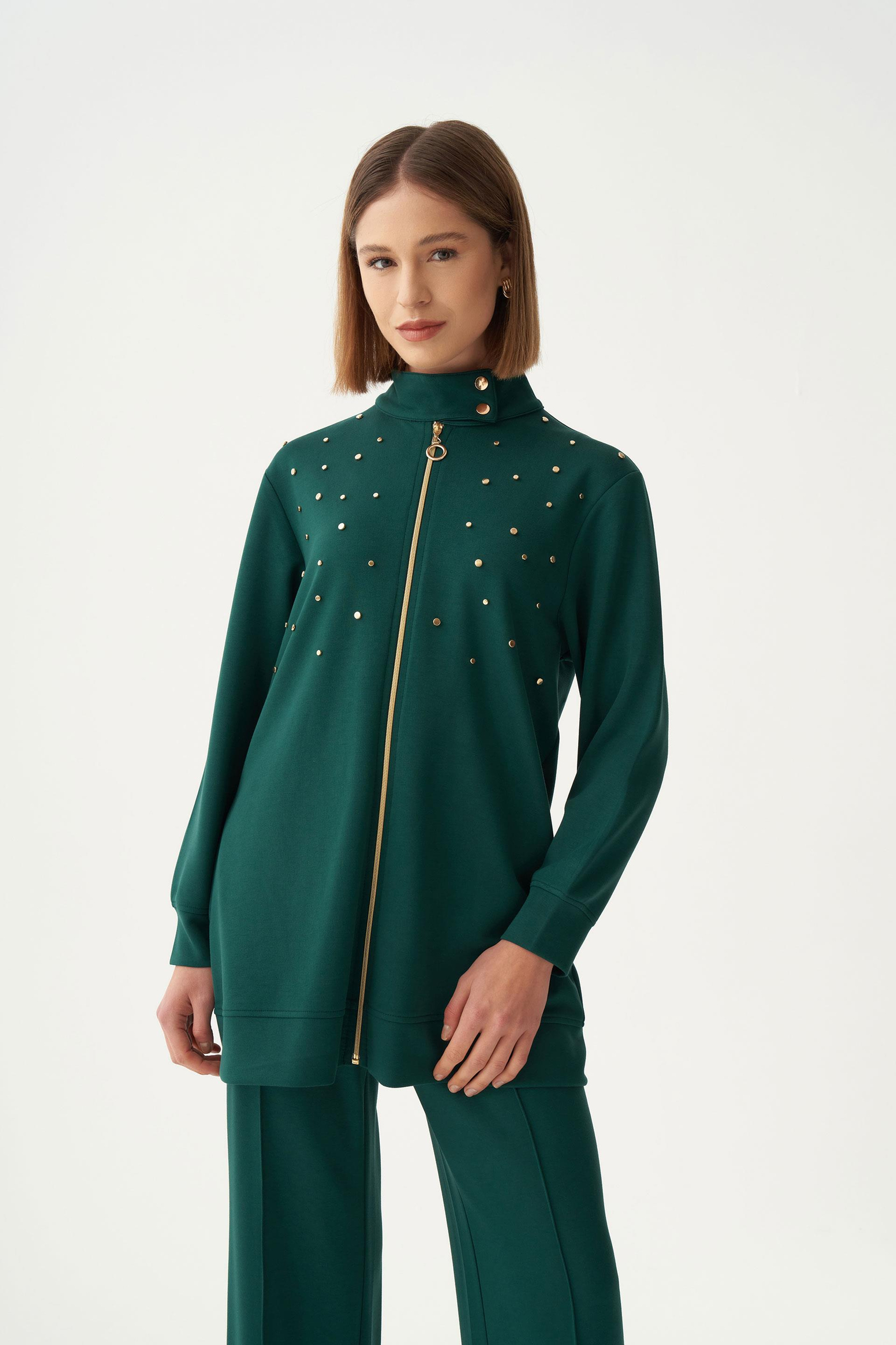 Zümrüt-Yumuşak Dokulu Gold Droplu Eşofman Takımı