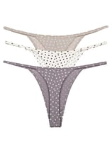 Vanilya Secret Puantiyelli Tanga 3'Lü  Paket Taş Beyaz Lila