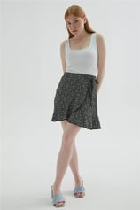 Desenli Mini Etek Siyah | Fashion Friends