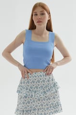 Kare Yaka Atlet Mavi | Fashion Friends