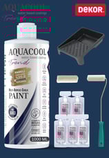Aquacool Trend Akrilik Hobi Boya K7 Ral Serisi Dönüşüm Boyası 1000 ml Rulo 10 Cm 5 Adet Katalizör Boyacı Tavası Hobi Boyama Seti 