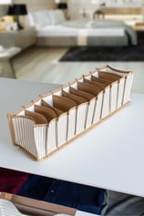 11 Gözlü Çekmece Içi Bej Çizgili Düzenleyici Organizer - Small - 11 X 41 X 12 Cm