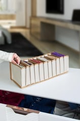 11 Gözlü Çekmece Içi Bej Çizgili Düzenleyici Organizer - Medium 15 X 43 X 14