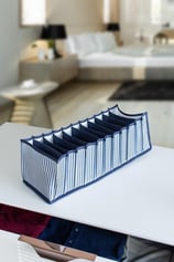 11 Gözlü Çekmece Içi Lacivert Çizgili Düzenleyici Organizer - Medium 15 X 43 X 14