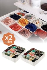 2 Adet 30 Bölmeli Petek Organizer Beyaz 42×35×10 Cm