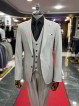 Exclusive Gri Yelekli Slimfit Takım Elbise 