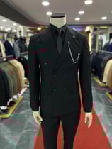 Full set siyah kruvaze slimfit takım elbise
