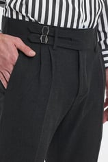 Füme Duble Paça Tokalı ve Pileli Pantolon 