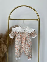 Çiçek Desen Bürümcük Kumaş Bebe Yaka Tulum