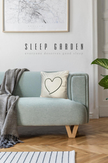 Sleep Garden Kalpli Yastık Kadife Krem Rengi Yeşil Kalpli 45x45Sleep Garden