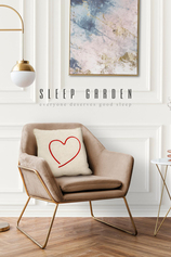 Sleep Garden Kalpli Yastık Kadife Krem Rengi Kırmızı Kalpli 45x45Sleep Garden