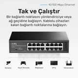 Cudy FS1016 16Port 10/100Mbps 1,6 Gb/sn Metal Kasa… 3