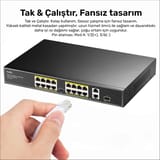 Cudy FS1018PS1 16 Port 10/100Mbps 200W PoE+,2 Gigabit… 3