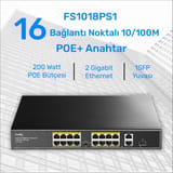 Cudy FS1018PS1 16 Port 10/100Mbps 200W PoE+,2 Gigabit… 4