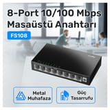 Cudy FS108 8Port 10/100Mbps Duvar Montajlı Metal Masaüstü… 2