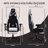 NPO GC3001BW Masajlı,RGB,4D Kolçaklı,Ayak Destekli Oyuncu… 6