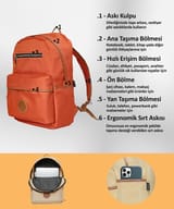 NPO nJoy 16" Unisex Notebook & Günlük Sırt Çantası-Kiremit… 6