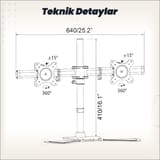 NPO STD320S Çift Kol 15"-24" Monitör ve TV Tutucu Stand -… 6