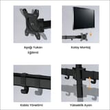 NPO STD340S Dört Kol 15"-27" Monitör ve TV Tutucu Stand -… 7