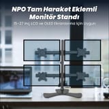 NPO STD340S Dört Kol 15"-27" Monitör ve TV Tutucu Stand -… 3