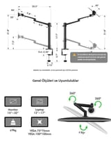 NPO STD7093 10"-27" Notebook Stand ve Vesa Monitör Tutucu… 7