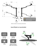 NPO STD7093S 10"-27" Notebook Stand ve Vesa Monitör Tutucu… 6
