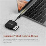 Transcend TS-RDC3 SD/microSD, USB 3.2 Gen 1, Siyah, Type C… 6