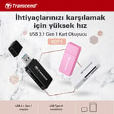 Transcend TS-RDF5R SD/microSD USB 3.1 Kart Okuyucu Pembe 2