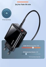 Usams US-CC133 T40 20W QC3.0+PD Type-C+USB Dijital… 8