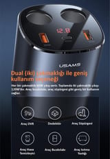 Usams US-CC151 Dijital Göstergeli 2x30w USB+1x65w PD+2x60w… 7