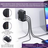 Usams US-CC163 T50 100W QC+PD 4 Port (3Type-C+1USB) GaN… 2