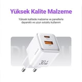 Usams US-CC189W 30W QC+PD (Type-C+USB) Mini Hızlı Şarj… 4