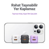 Usams US-CC189W 30W QC+PD (Type-C+USB) Mini Hızlı Şarj… 6