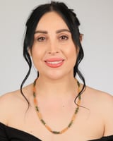Polimooi Bambu Kesim Yeşim-Akik Kolye · Bronz Ara Konikler ile Bohem Canlılık
