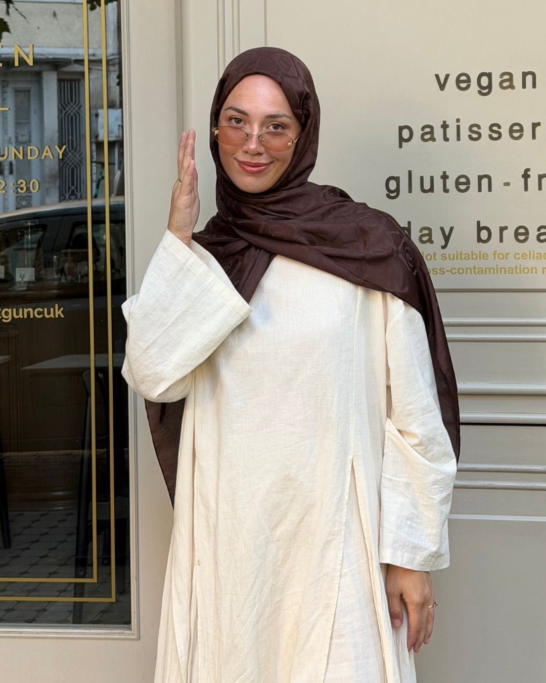 Acı Kahve Imannoor Armoni Desen Pamuk Jakar Şal · görsel 2