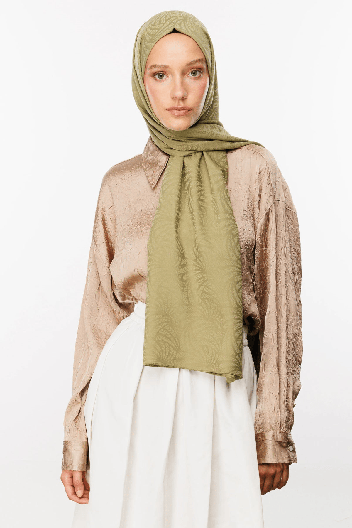 Soft Yeşil Artemis Desen İpeksi Jakar Şal · görsel 3