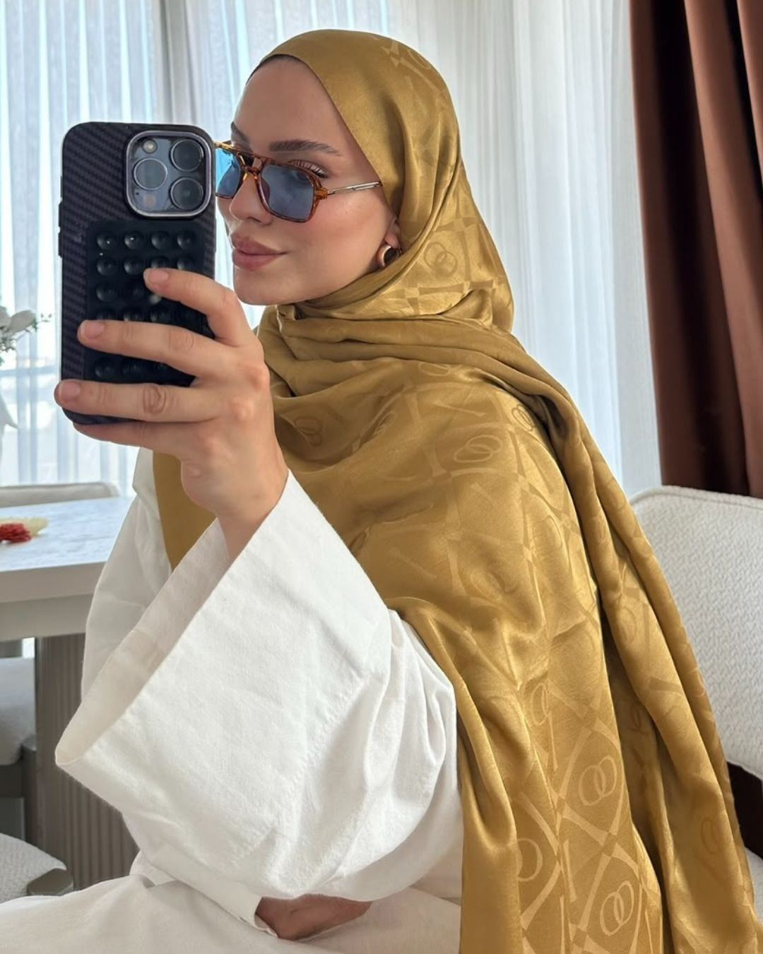 Bal Köpüğü Imannoor Armoni Desen Pamuk Jakar Şal · görsel 3