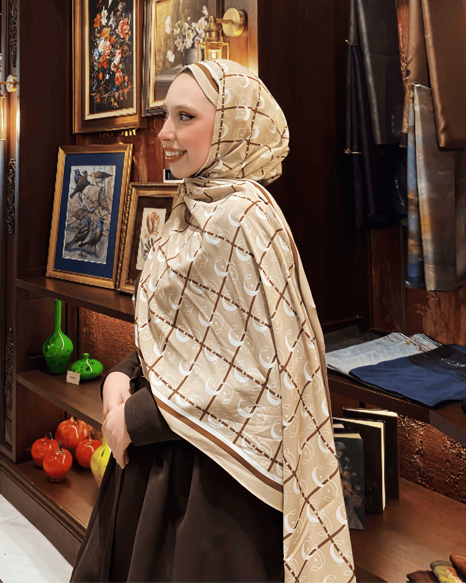 Bej Royal Vual İpek Şal · görsel 2