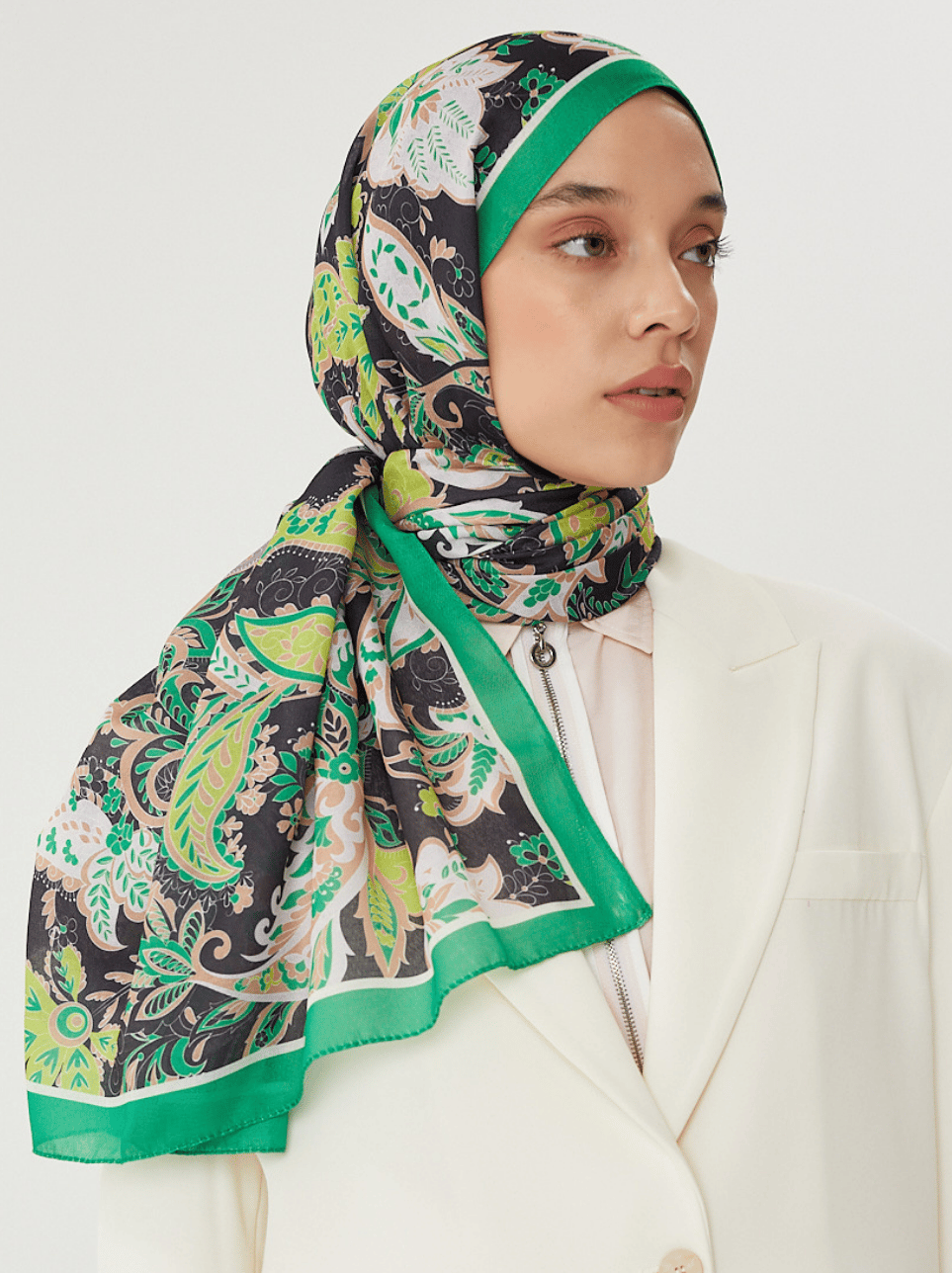 Benetton & Siyah Retro Desen Şal · Pamuk · görsel 5