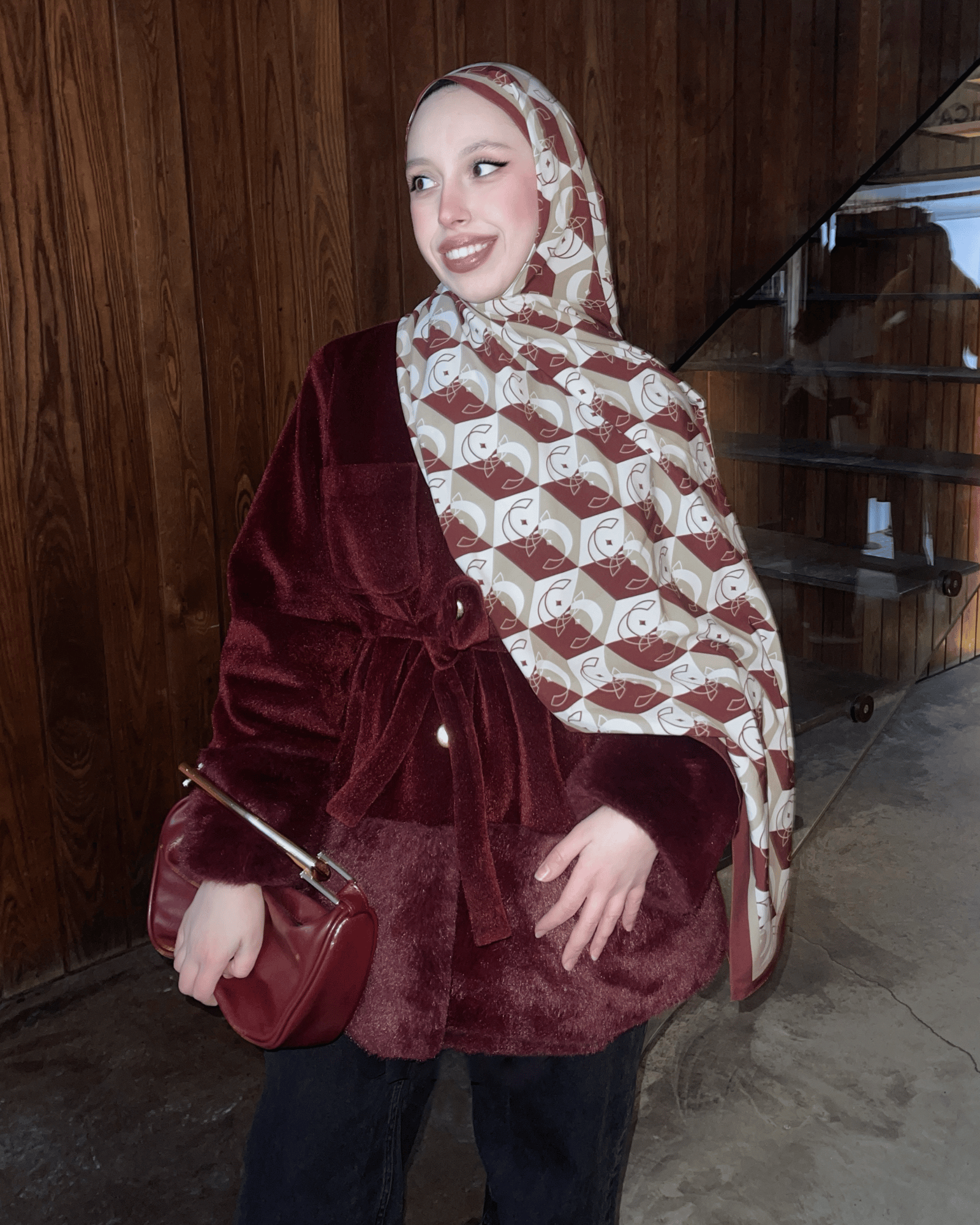 Bordo Icon Vual İpek Şal · görsel 3