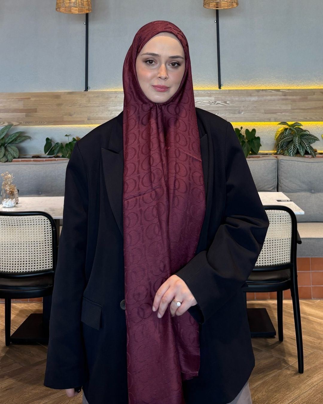 Bordo Imannoor Ester Desen Pamuk Jakar Şal · görsel 2