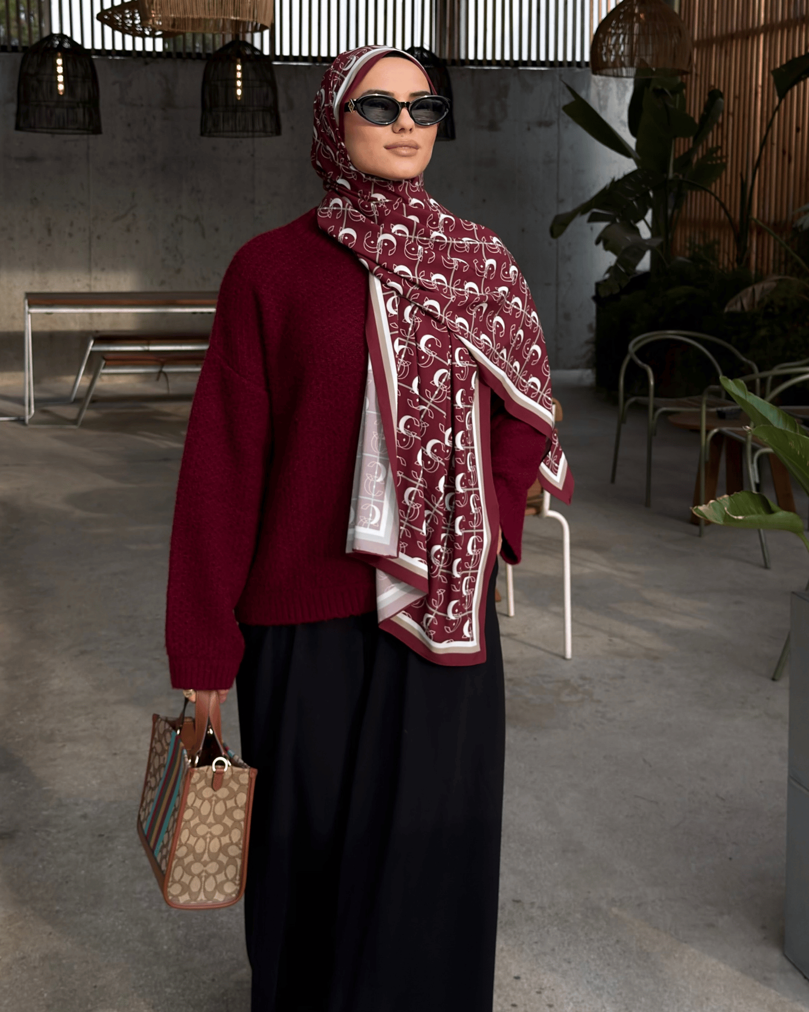 Bordo Royal Vual İpek Şal · görsel 4