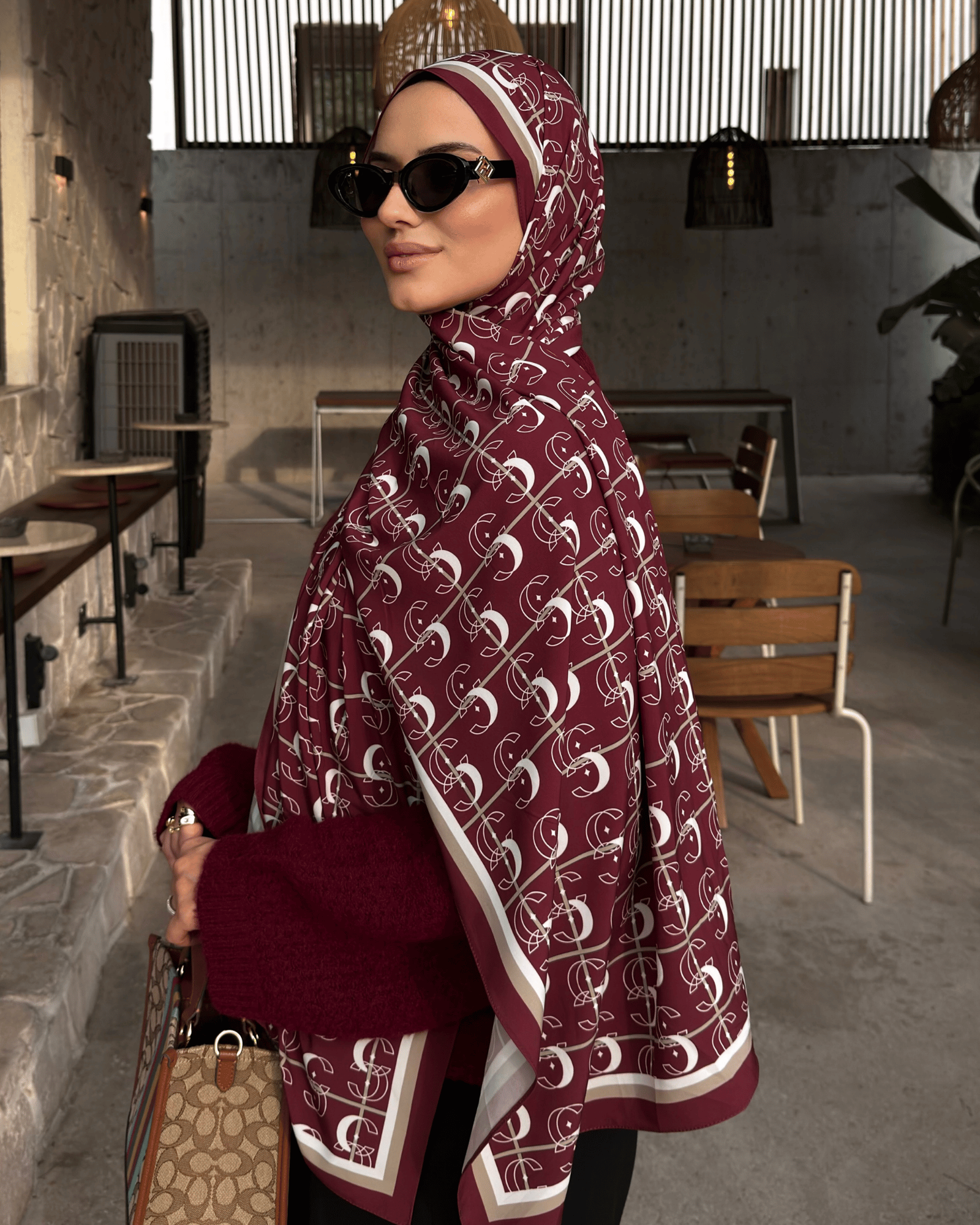 Bordo Royal Vual İpek Şal · görsel 3
