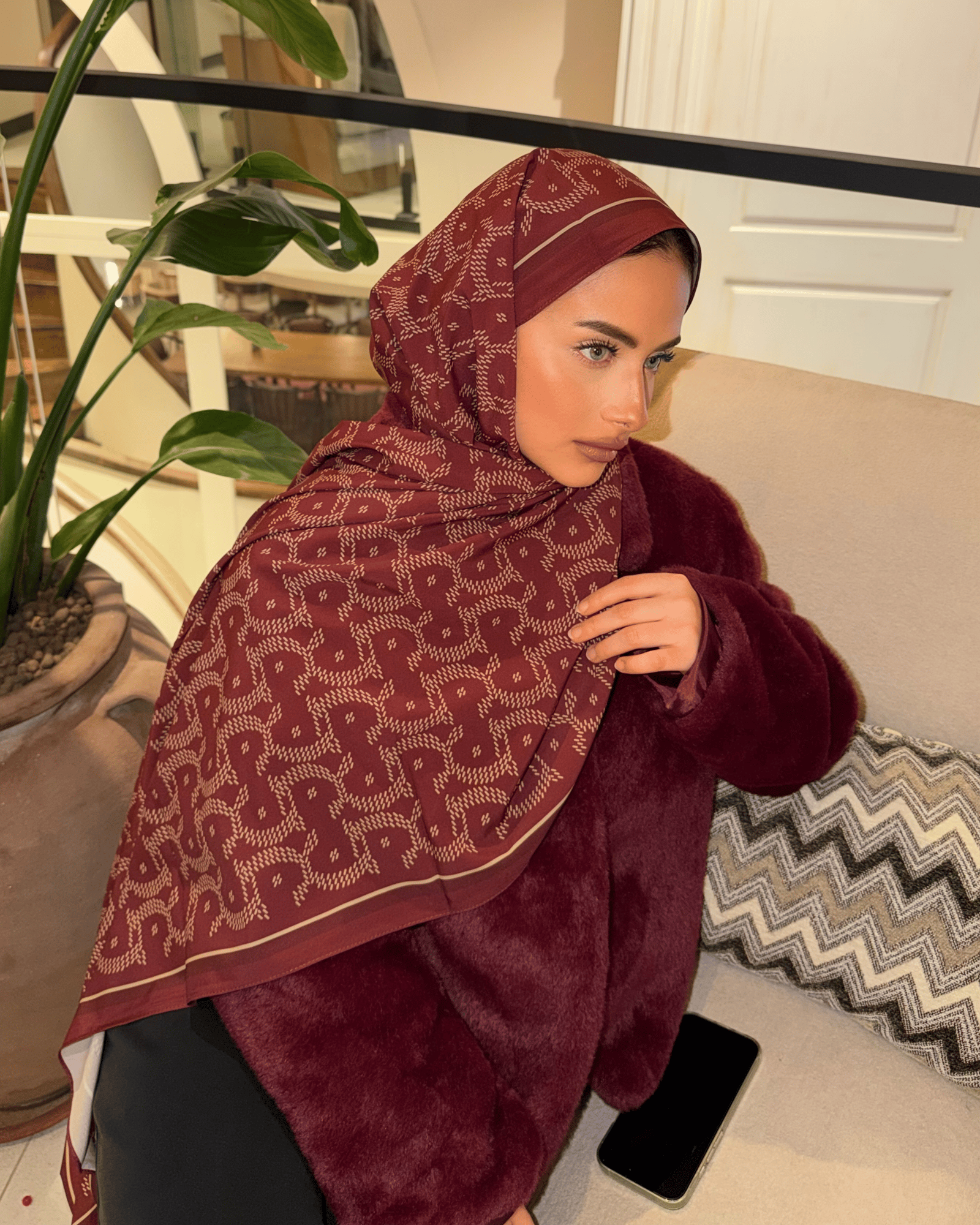 Bordo Select Vual İpek Şal · görsel 3