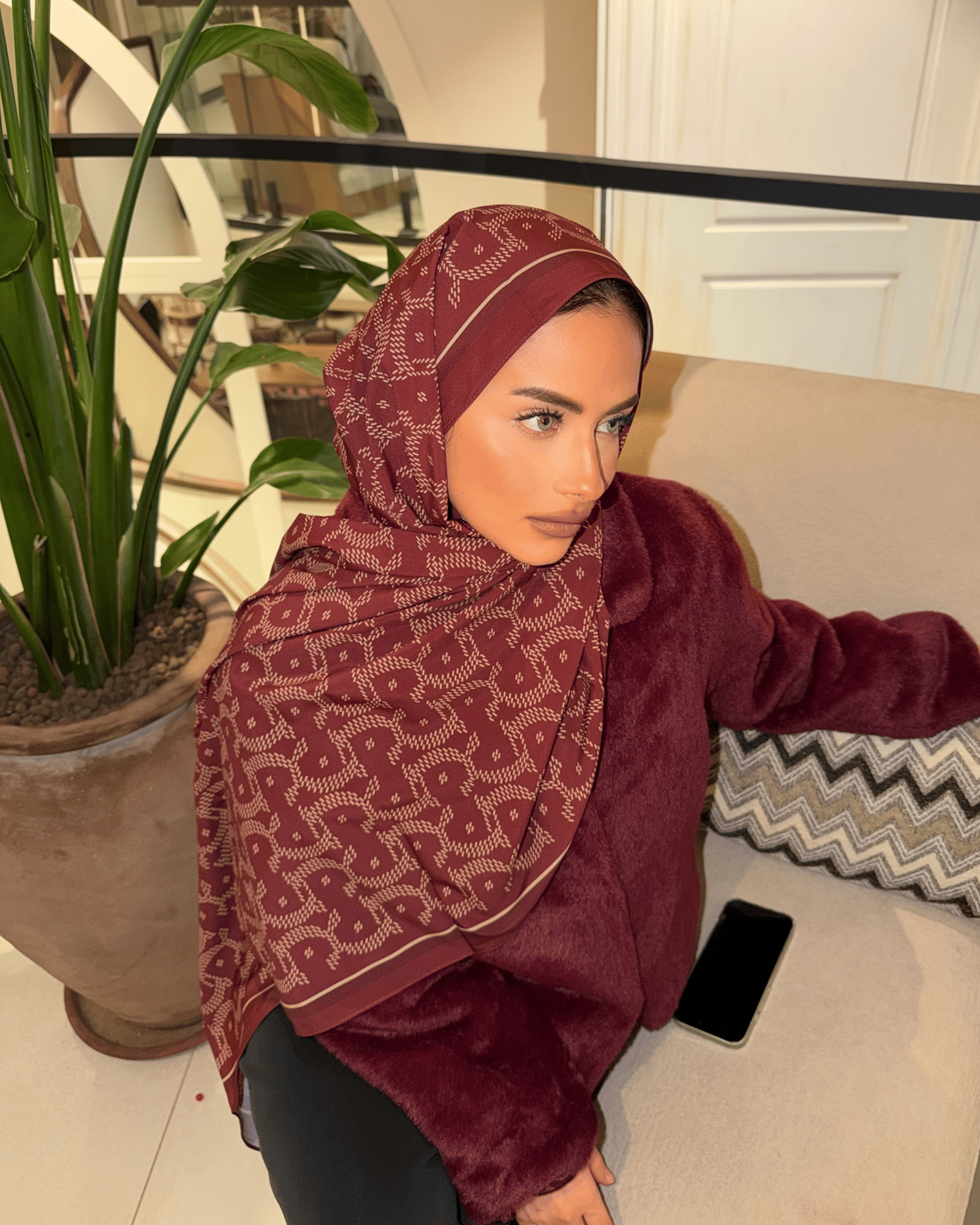 Bordo Select Vual İpek Şal · görsel 2